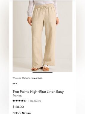 Natural High-Rise Linen Easy Pants